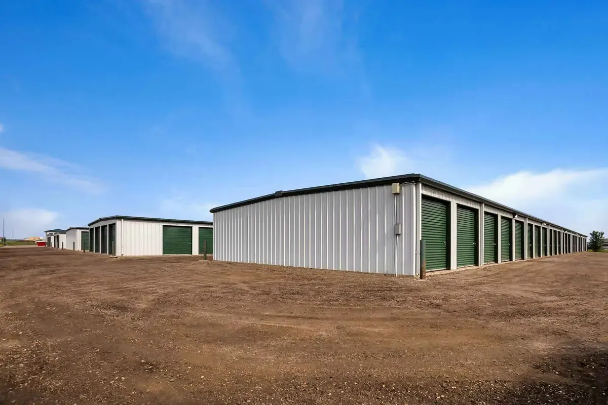 storage units on dirt road