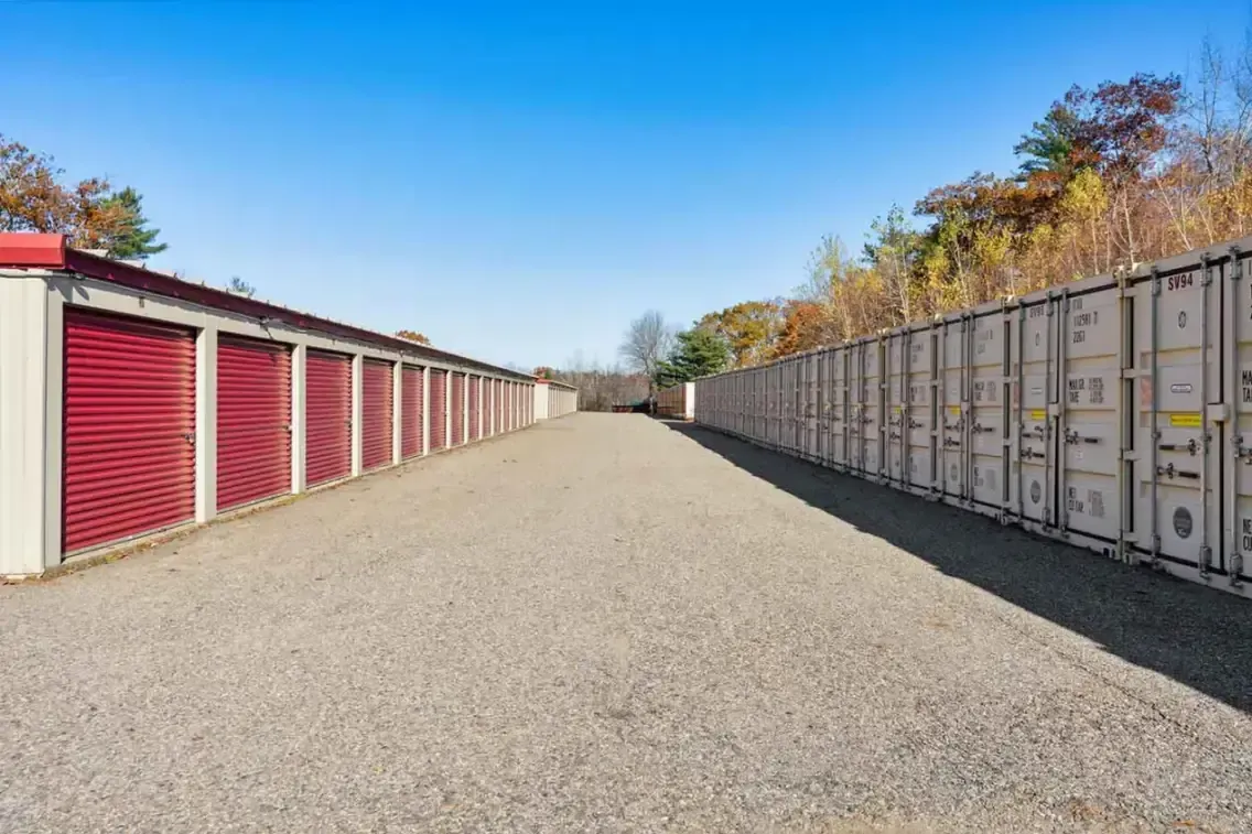 Long row of storage units.