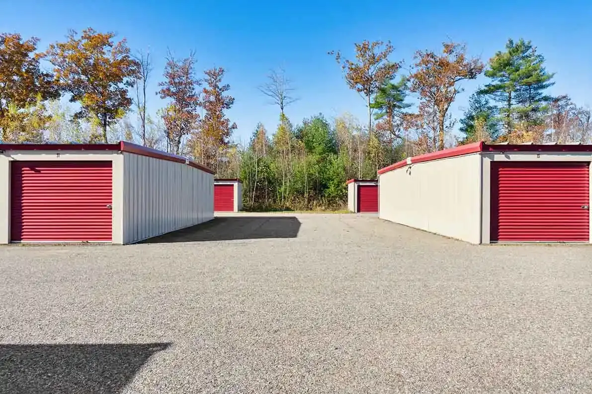 Row of units ending in forest.