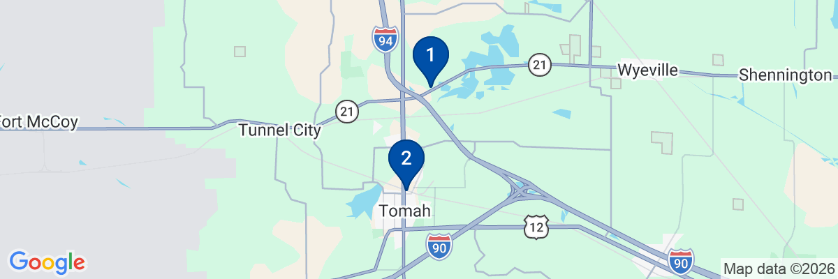 Map showing facility locations