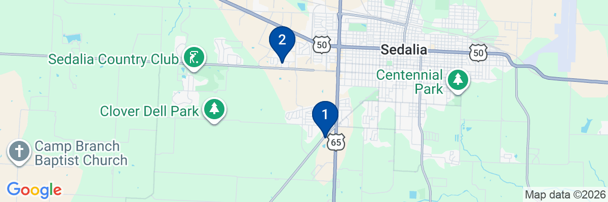 Map showing facility locations