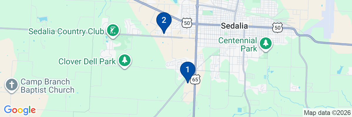 Map showing facility locations