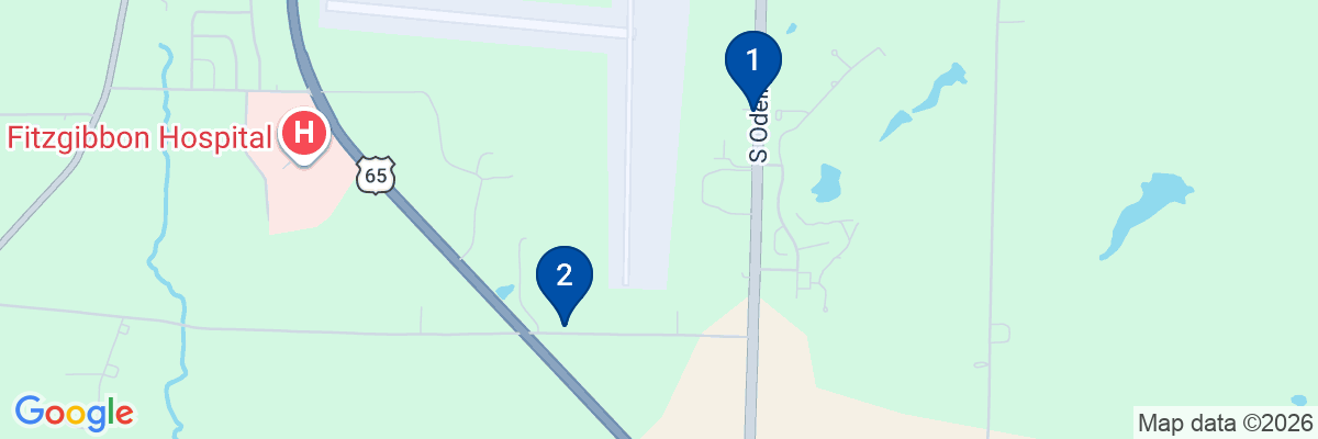 Map showing facility locations
