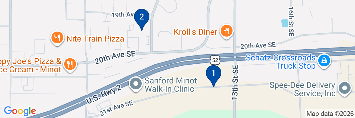 Map showing facility locations