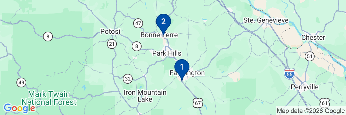 Map showing facility locations