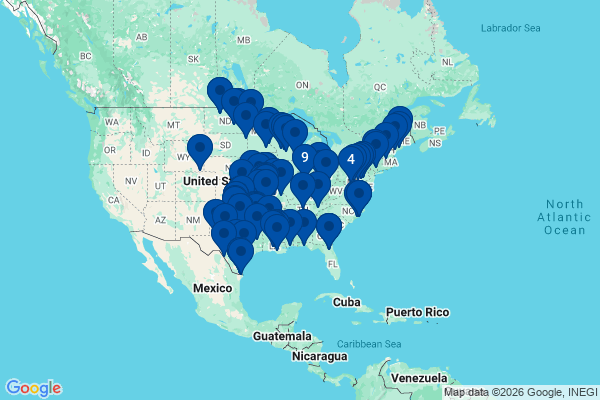 Map showing facility locations