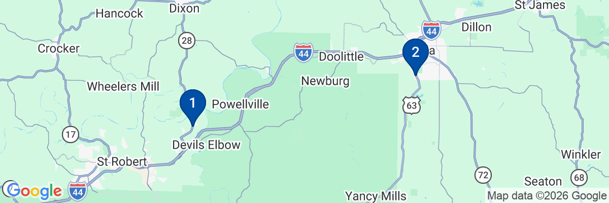 Map showing facility locations