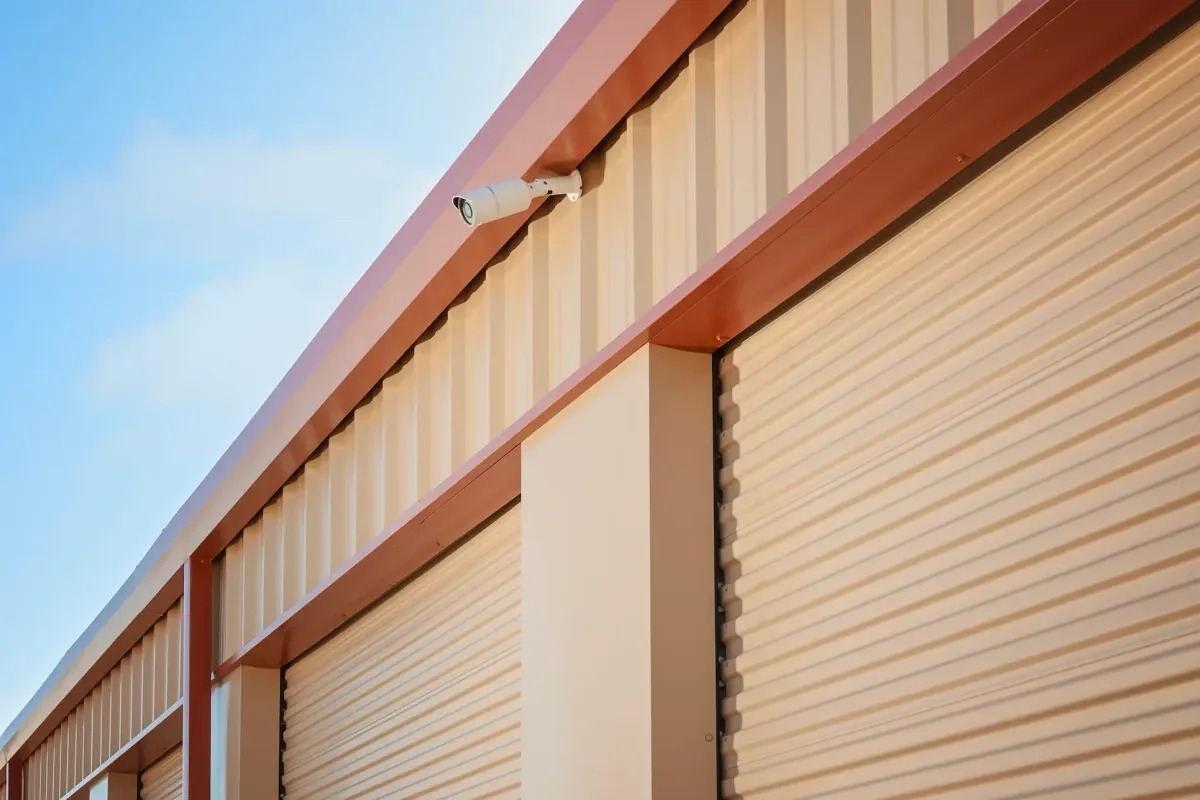 security camera on storage unit building