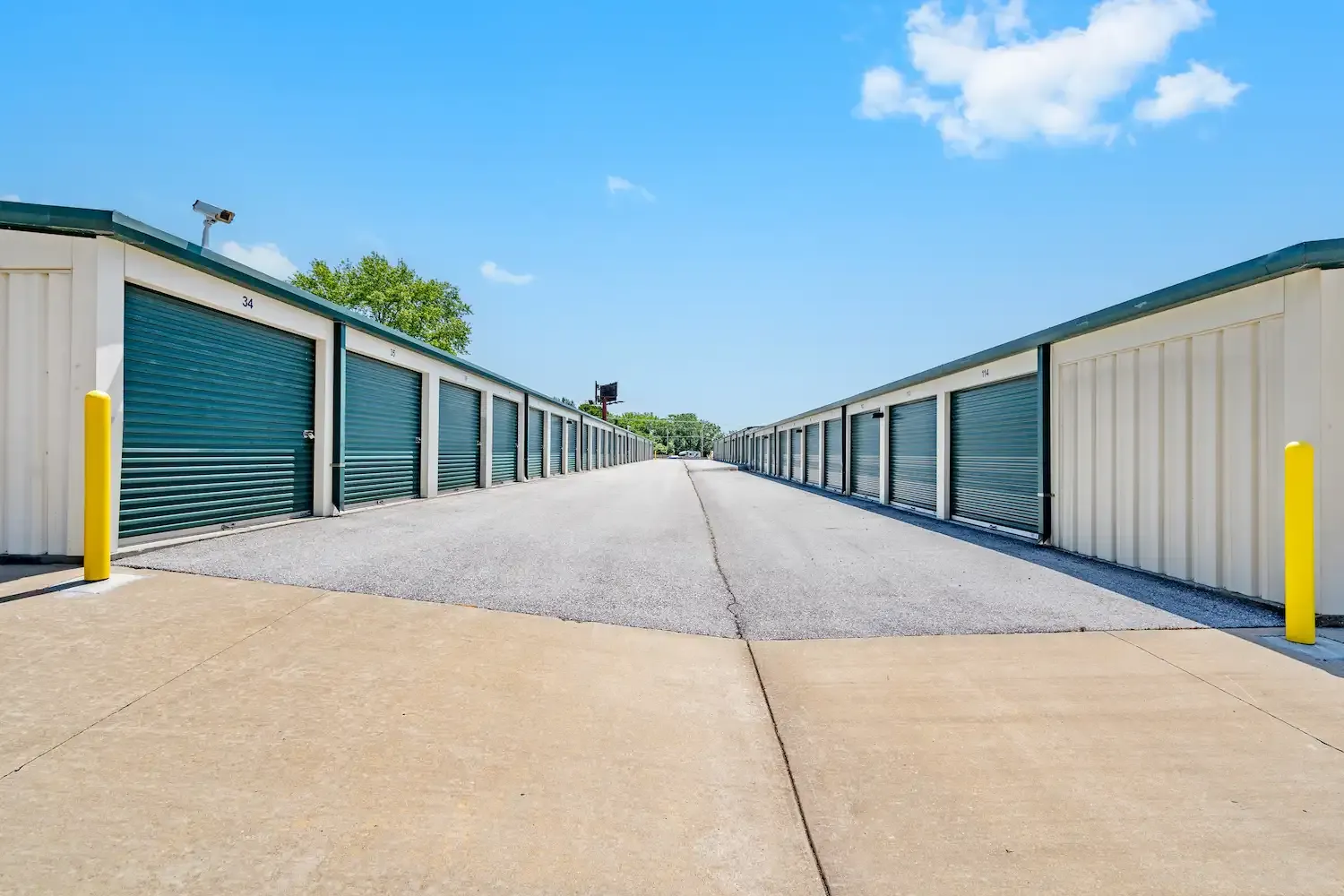 An aisle of storage units.