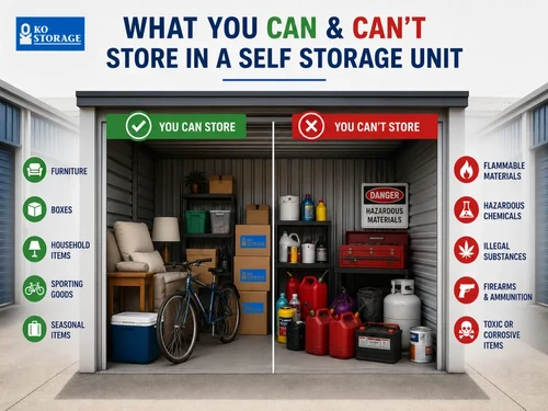 graphic of items that can and can't be stored in self storage units