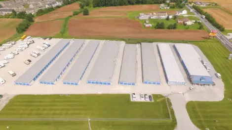 Aerial drone view of KO storage of New Oxford - Carlisle Pike