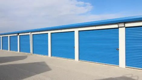 Blue doored storage units at KO storage of New Oxford - Carlisle Pike