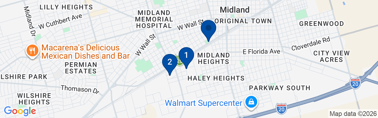 Map showing facility locations
